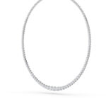 graduated bezel riviera half-way lab grown diamond necklace in 14K White Gold