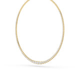 graduated bezel riviera half-way lab grown diamond necklace in 14K Yellow Gold