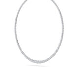 graduated bezel riviera lab grown diamond necklace in 14K White Gold