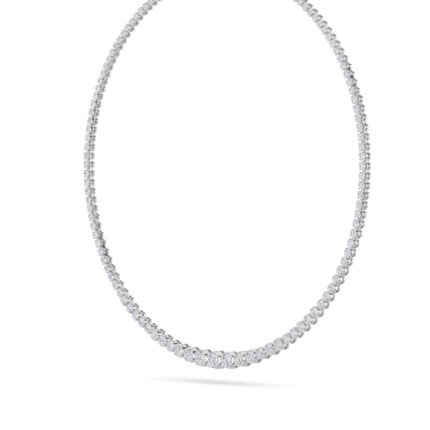graduated bezel riviera lab grown diamond necklace in 14K White Gold