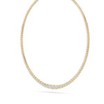 graduated bezel riviera lab grown diamond necklace in 14K Yellow Gold