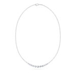 graduated round half-moon lab grown diamond necklace in 14K White Gold