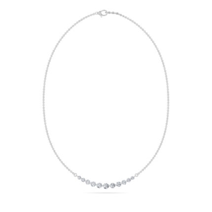 graduated round half-moon lab grown diamond necklace in 14K White Gold