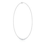 graduated round half-moon lab grown diamond necklace in 14K White Gold