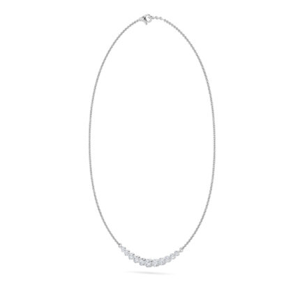 graduated round half-moon lab grown diamond necklace in 14K White Gold