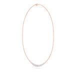 graduated round half-moon lab grown diamond necklace in 14K Rose Gold