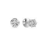 six-prong round lab grown diamond studs in 14K White Gold