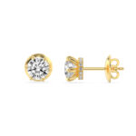 six-prong round lab grown diamond studs in 14K Yellow Gold