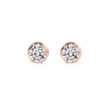 six-prong round lab grown diamond studs in 14K Rose Gold