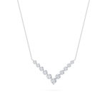 graduated round v-drop lab grown diamond necklace in 14K White Gold