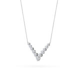 graduated round v-drop lab grown diamond necklace in 14K White Gold