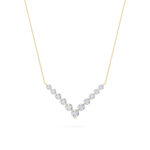 graduated round v-drop lab grown diamond necklace in 14K Yellow Gold