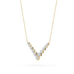 graduated round v-drop lab grown diamond necklace in 14K Yellow Gold