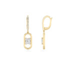 1ct Lab Grown Emerald Cut Pavé Paperclip Drop Earrings in 14K Yellow Gold