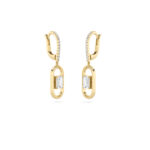 1ct Lab Grown Emerald Cut Pavé Paperclip Drop Earrings in 14K Yellow Gold