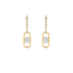 1ct Lab Grown Emerald Cut Pavé Paperclip Drop Earrings in 14K Yellow Gold