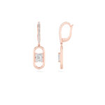 1ct Lab Grown Emerald Cut Pavé Paperclip Drop Earrings in 14K Rose Gold