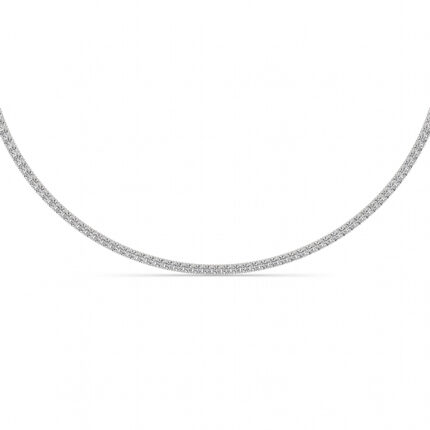 classic round lab grown diamond tennis necklace in 14K White Gold