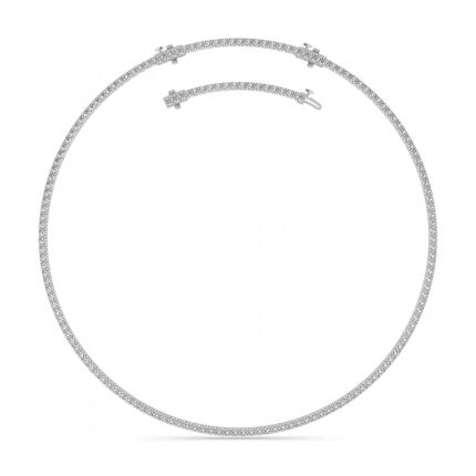 classic round lab grown diamond tennis necklace in 14K White Gold