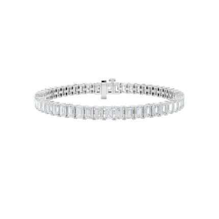 12.5 CT emerald cut lab grown diamond east-west tennis bracelet in 14K white gold