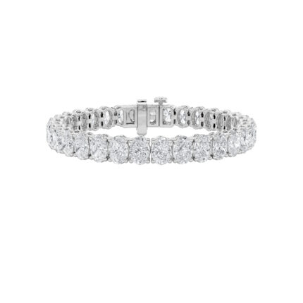 12.5 CT oval lab grown diamond east-west tennis bracelet in 14K white gold