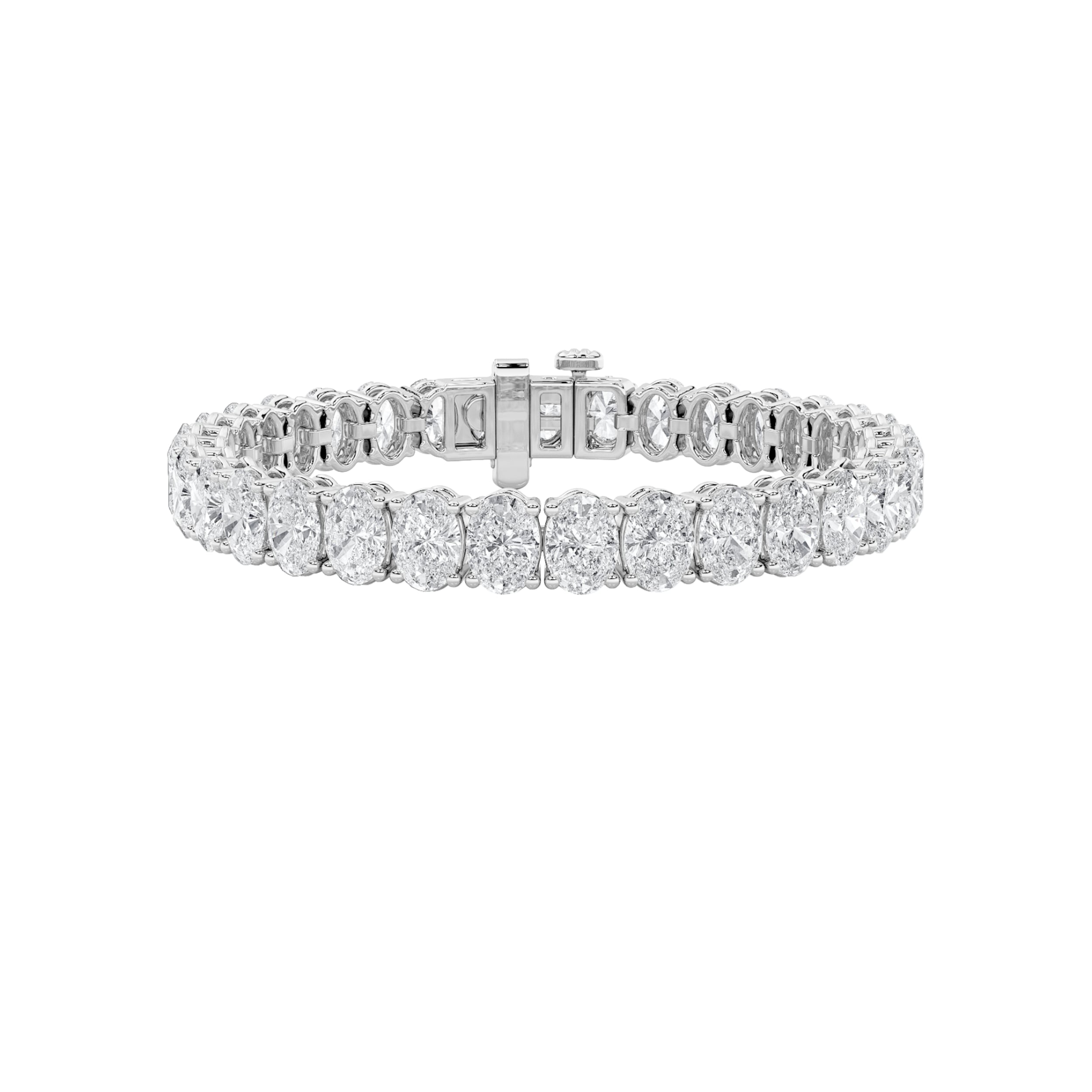 12.5 CT oval lab grown diamond east-west tennis bracelet in 14K white gold
