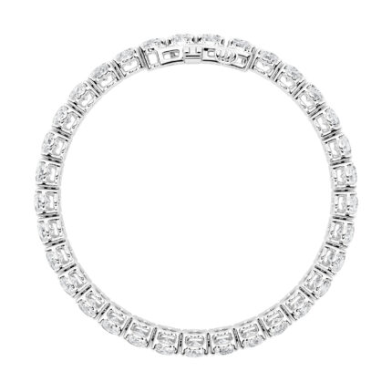 12.5 CT oval lab grown diamond east-west tennis bracelet in 14K white gold