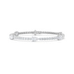 6 CT pear and round lab grown diamond station tennis bracelet in 14K white gold