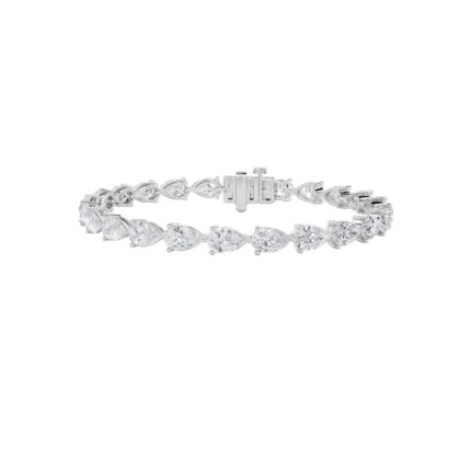 8 CT pear shape lab grown diamond tennis bracelet in 14K white gold