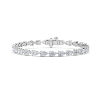 8 CT pear shape lab grown diamond tennis bracelet in 14K white gold