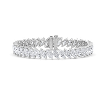16.5 CT marquise angled lab grown diamond tennis bracelet in 14K white gold