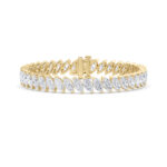 16.5 CT marquise angled lab grown diamond tennis bracelet in 14K yellow gold