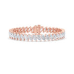 16.5 CT marquise angled lab grown diamond tennis bracelet in 14K rose gold