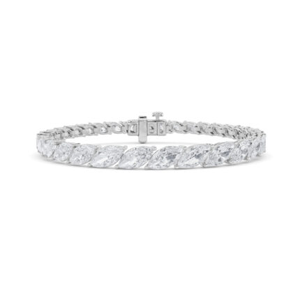 fancy marquise lab grown diamond tennis bracelet in 14K white gold