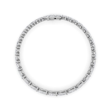 fancy marquise lab grown diamond tennis bracelet in 14K white gold