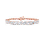 fancy marquise lab grown diamond tennis bracelet in 14K rose gold