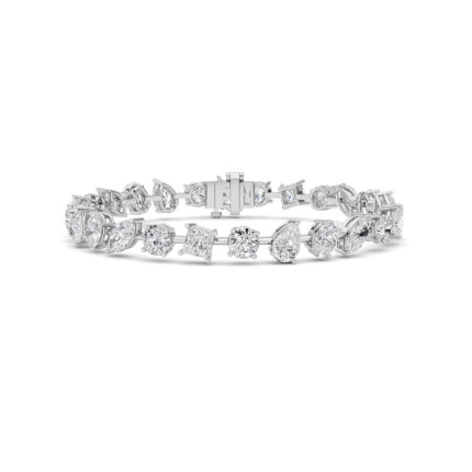 north-south mixed shape lab grown diamond tennis bracelet in 14K white gold