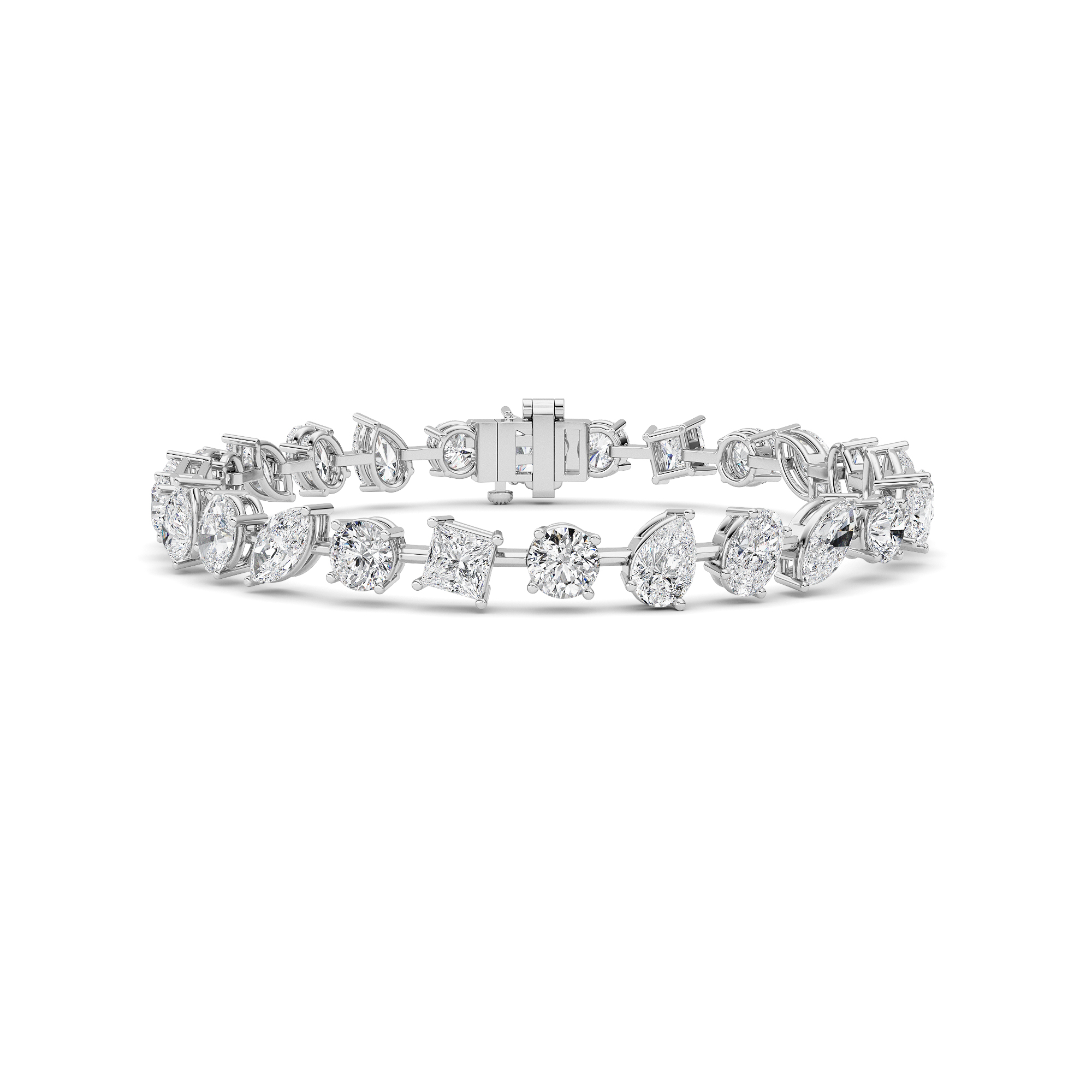 north-south mixed shape lab grown diamond tennis bracelet in 14K white gold