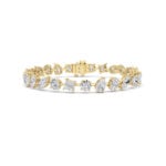 north-south mixed shape lab grown diamond tennis bracelet in 14K yellow gold