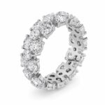 round flower cluster lab grown diamond eternity band in 14K White Gold