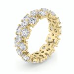 round flower cluster lab grown diamond eternity band in 14K Yellow Gold
