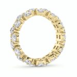 round flower cluster lab grown diamond eternity band in 14K Yellow Gold