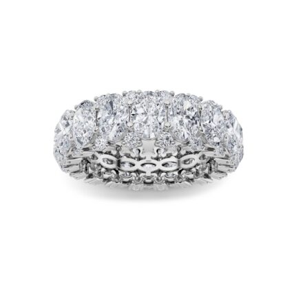 oval with diamond gallery lab grown diamond eternity band in 14K White Gold