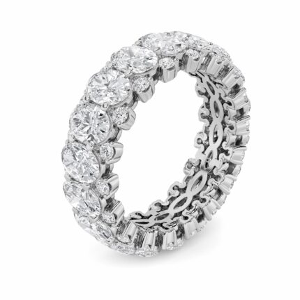 oval with diamond gallery lab grown diamond eternity band in 14K White Gold