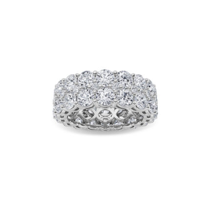 double row round lab grown diamond eternity band in 14K White Gold