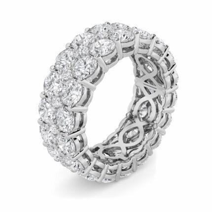 double row round lab grown diamond eternity band in 14K White Gold