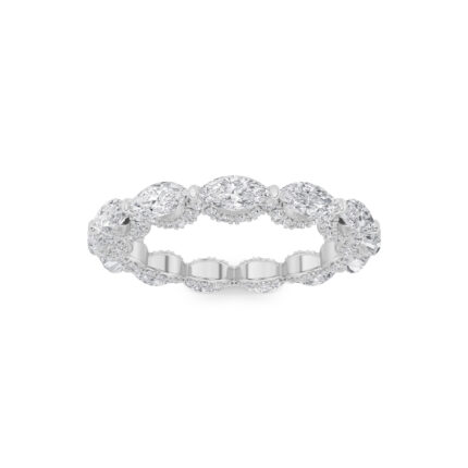 petite east-west marquise halo lab grown diamond eternity band in 14K White Gold