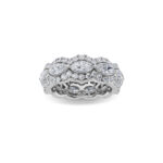 scalloped east-west marquise halo lab grown diamond eternity band in 14K White Gold