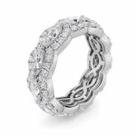scalloped east-west marquise halo lab grown diamond eternity band in 14K White Gold