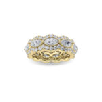 scalloped east-west marquise halo lab grown diamond eternity band in 14K Yellow Gold